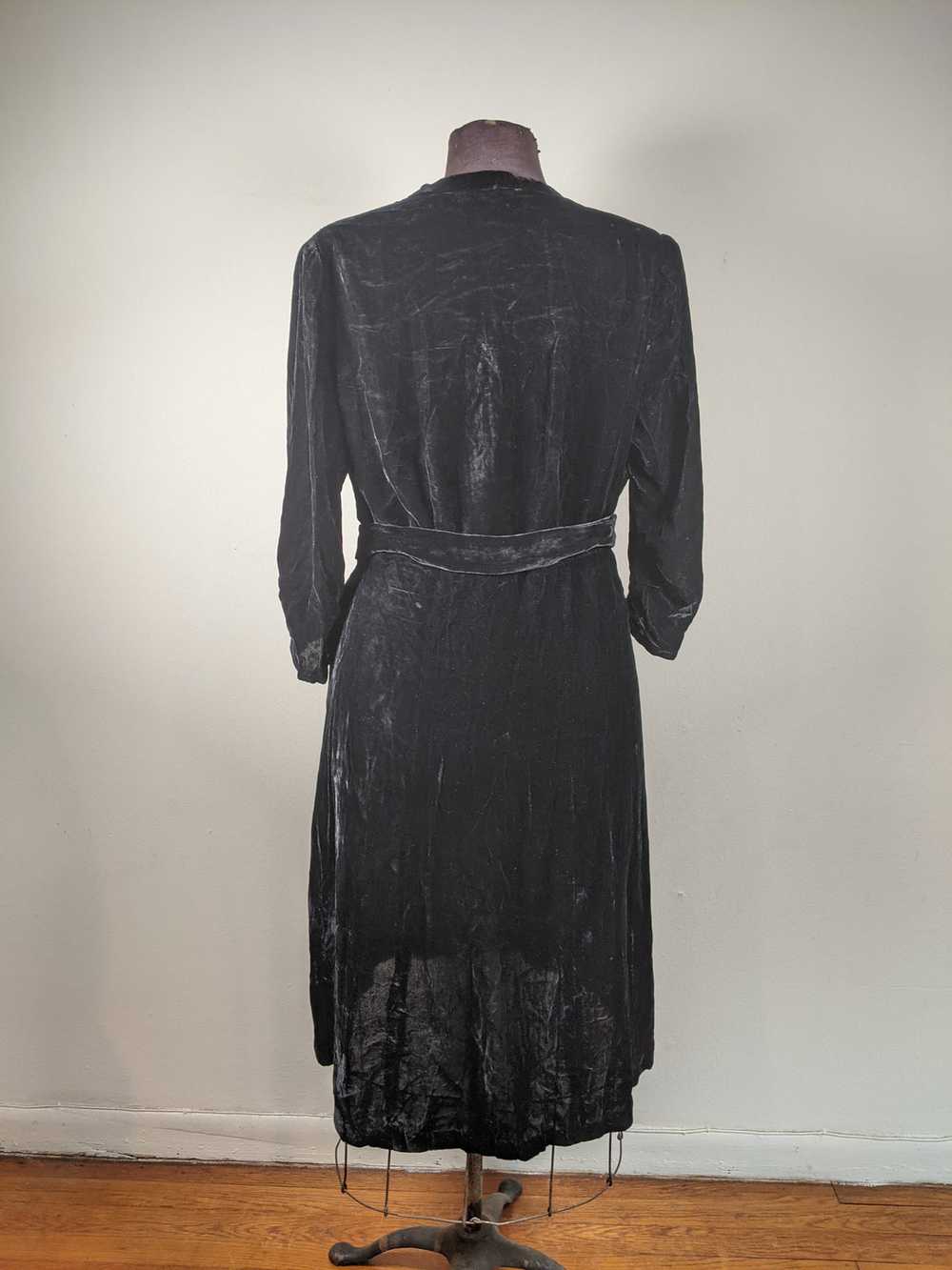 1930s-1940s Rayon Velvet Dress | XL - image 2