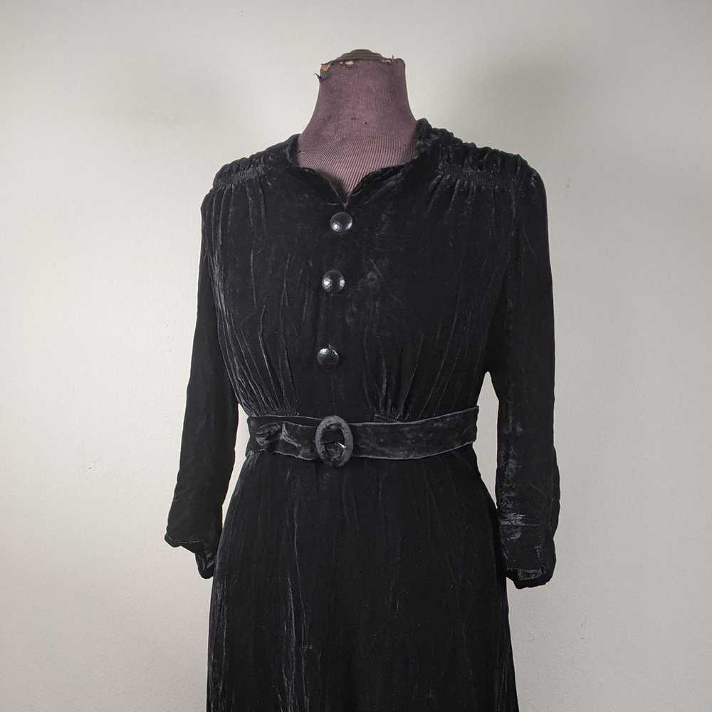 1930s-1940s Rayon Velvet Dress | XL - image 3