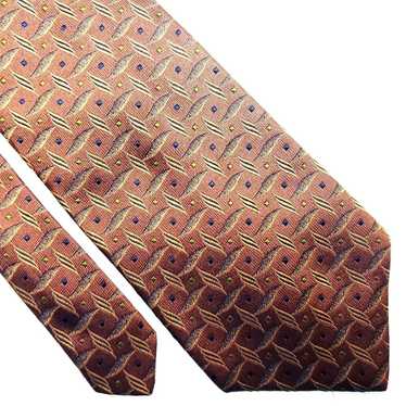 Paul Fredrick Paul Fredrick Brown Silk Tie Geomet… - image 1