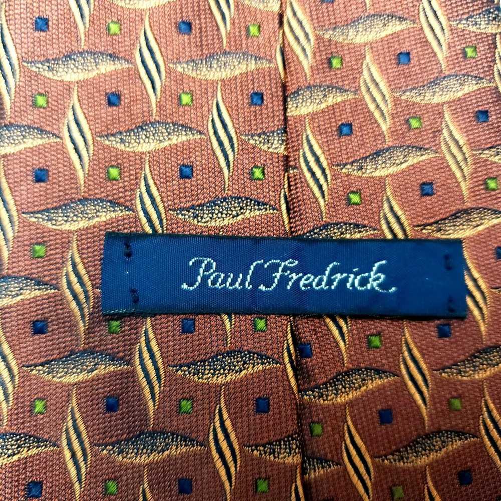 Paul Fredrick Paul Fredrick Brown Silk Tie Geomet… - image 3