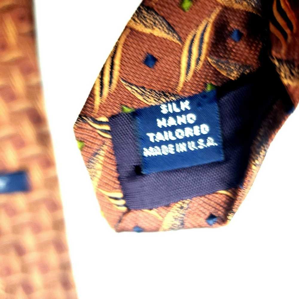 Paul Fredrick Paul Fredrick Brown Silk Tie Geomet… - image 4