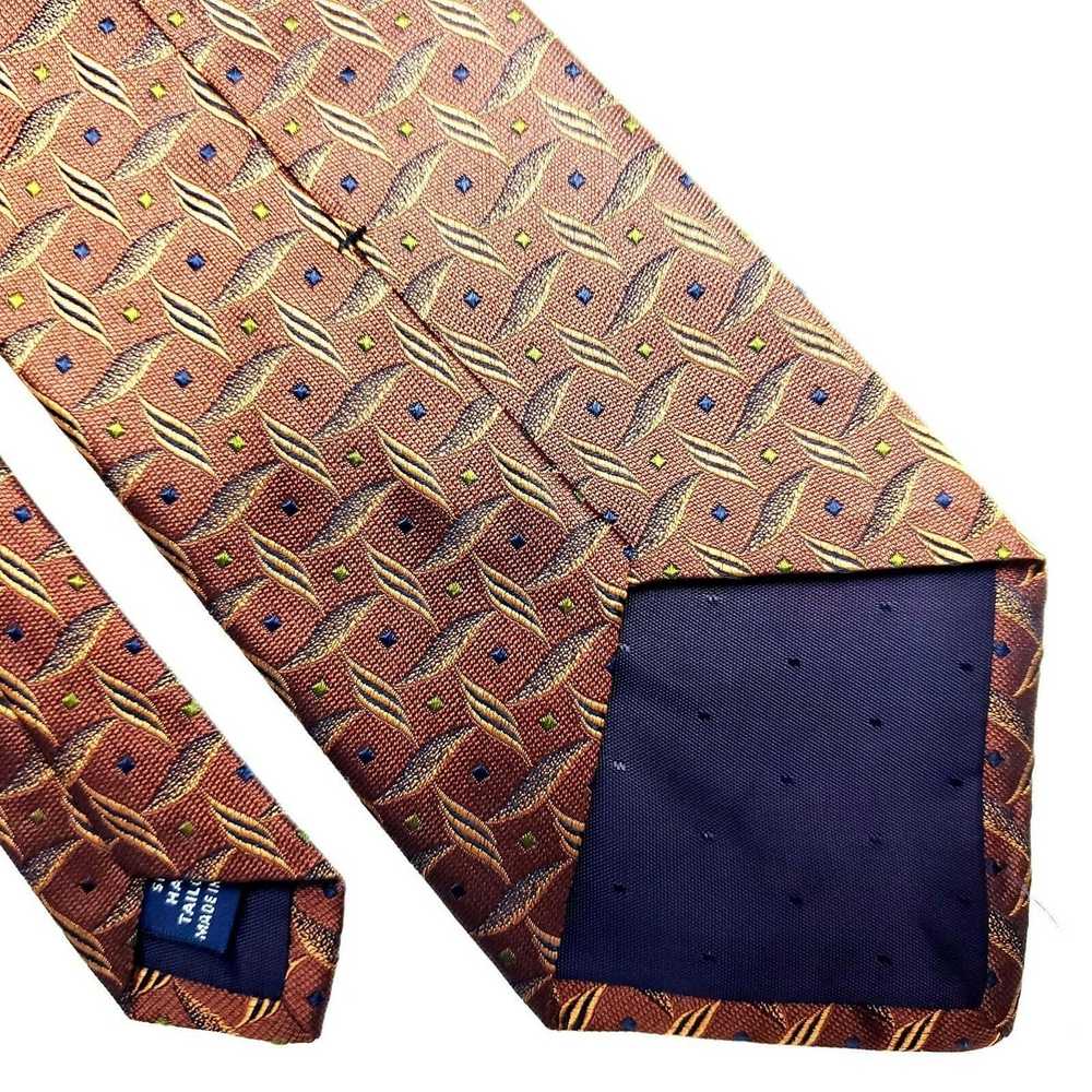 Paul Fredrick Paul Fredrick Brown Silk Tie Geomet… - image 5