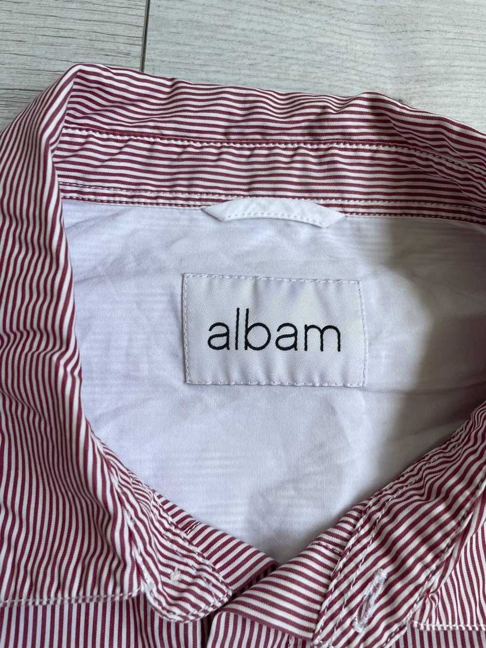 Albam Albam shirt Men Long Sleave Striped Pink Bu… - image 4