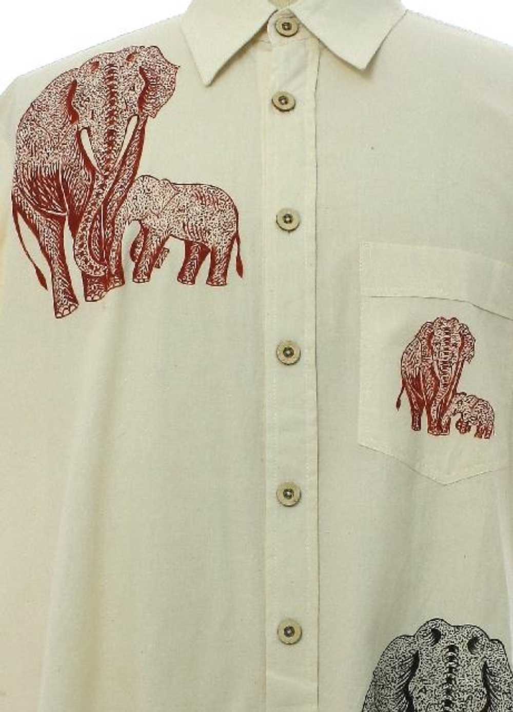 1990's Sri Lanka Mens Graphic Elephant Hand Paint… - image 2