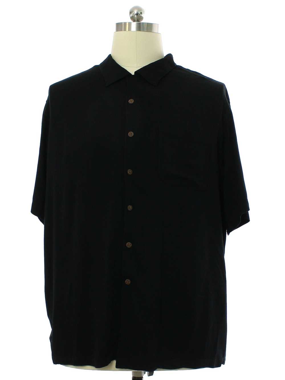 1990's Island Passport Mens Black Rayon Blend Spo… - image 1