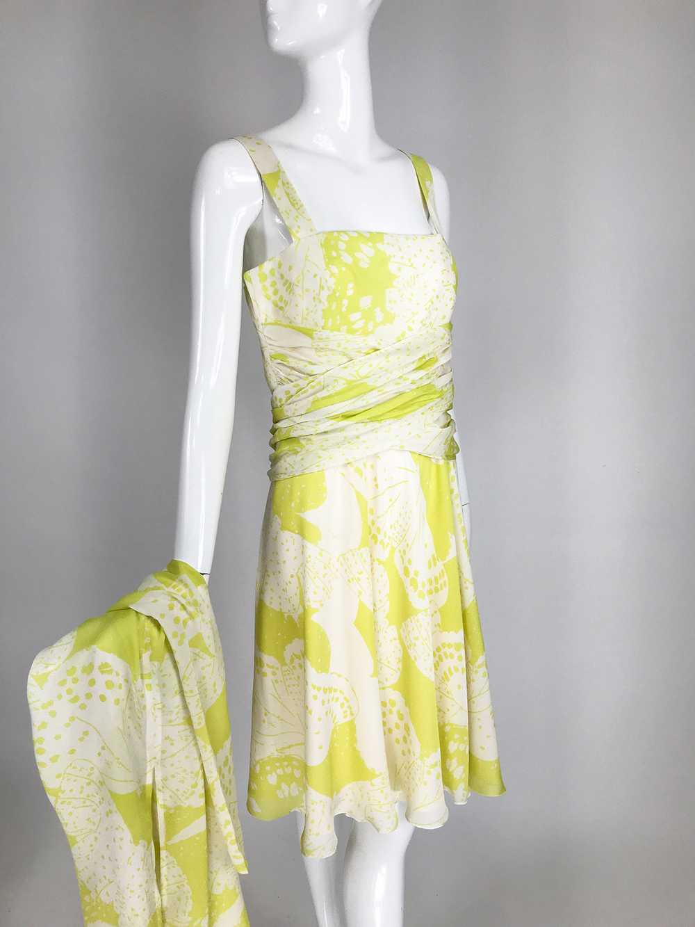 Louis Feraud Printed Citron Silk Chiffon Dress an… - image 7