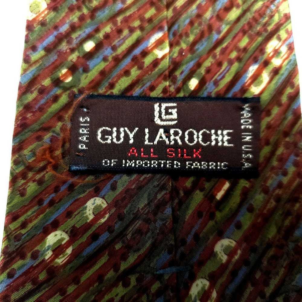 Guy Laroche Guy Laroche Silk Tie Green Striped Ab… - image 3