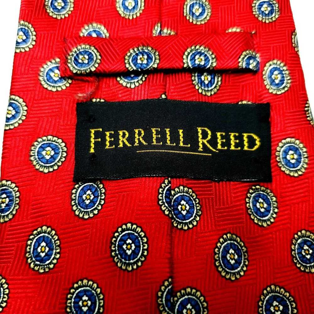 Vintage Ferrell Reed Silk Tie Red Print Geometric… - image 3
