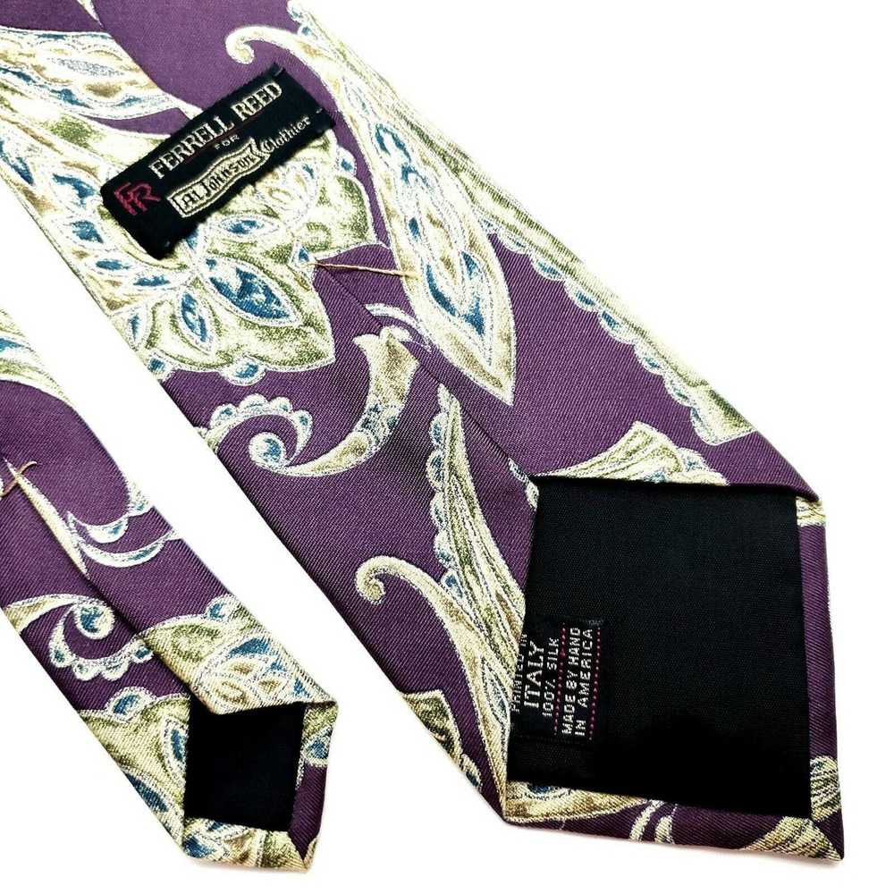 Vintage Ferrell Reed Silk Tie Print Purple Abstra… - image 5