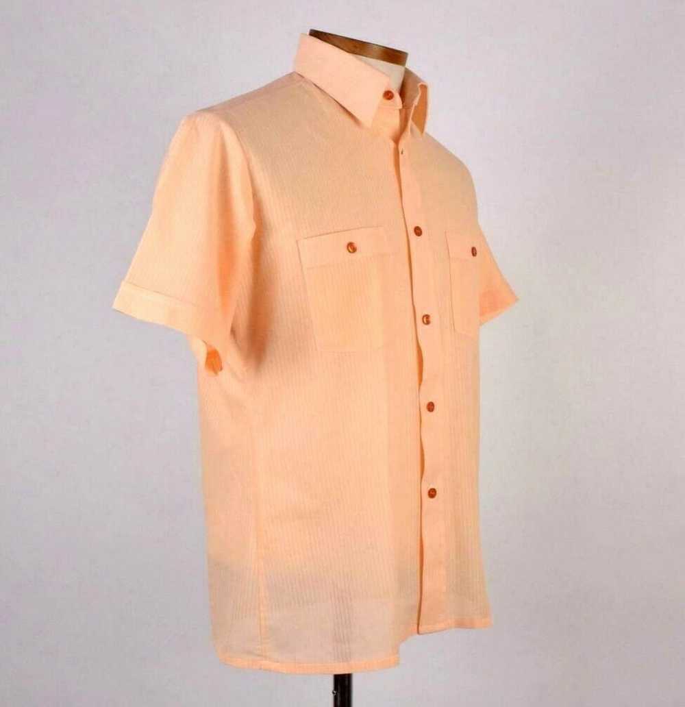 J.C. Penney 70s Peach Short Sleeve Button Up Shir… - image 2