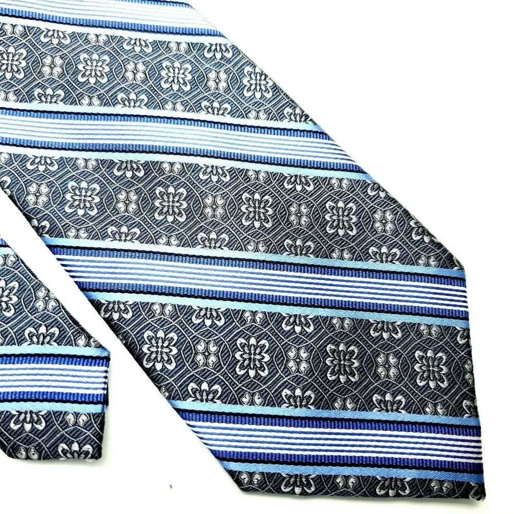 Pronto Uomo Pronto Uomo Silk Tie Gray Woven Strip… - image 1