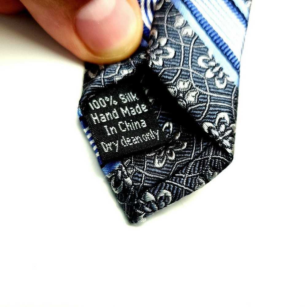 Pronto Uomo Pronto Uomo Silk Tie Gray Woven Strip… - image 4