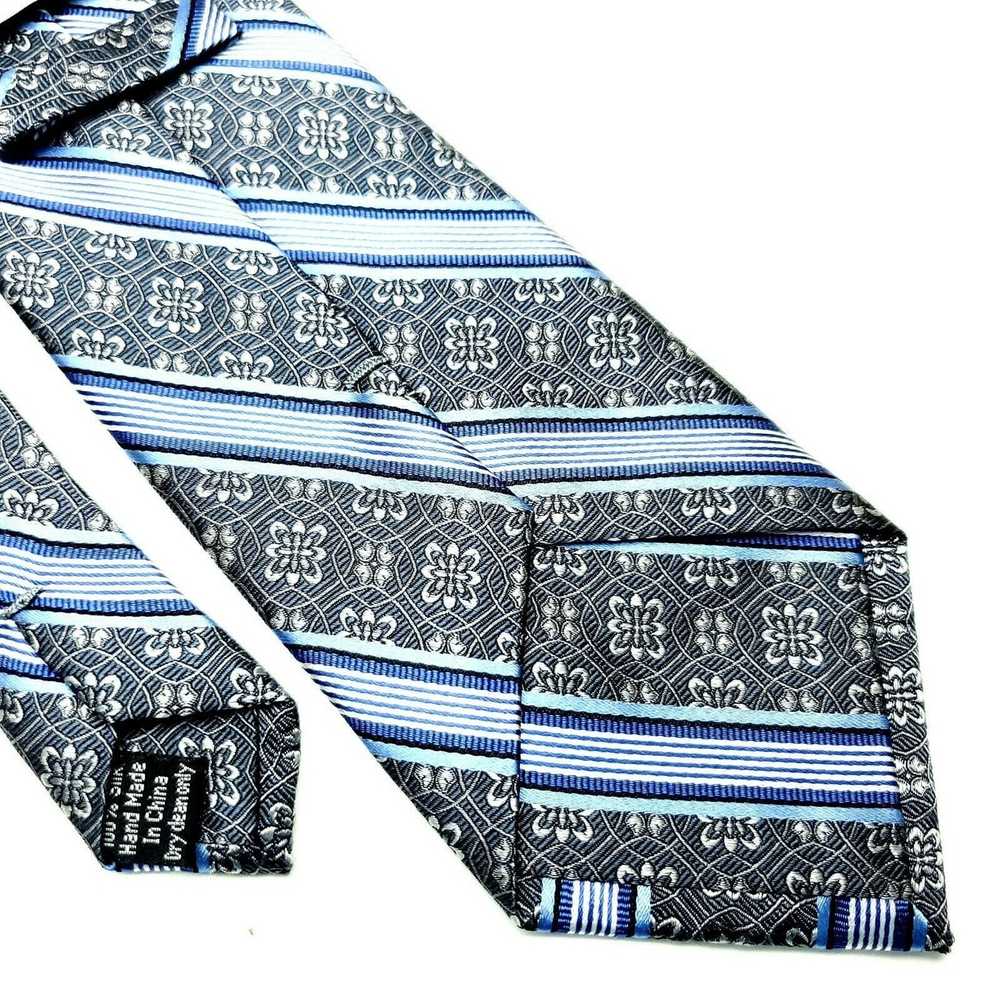 Pronto Uomo Pronto Uomo Silk Tie Gray Woven Strip… - image 5