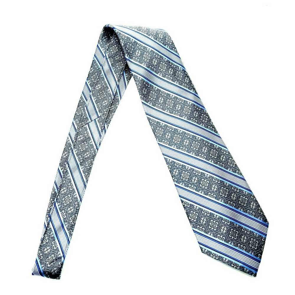 Pronto Uomo Pronto Uomo Silk Tie Gray Woven Strip… - image 6