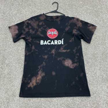 Men's BACARDI T-SHIRT Size 2XL Black Red Bat Logo Short Sleeves