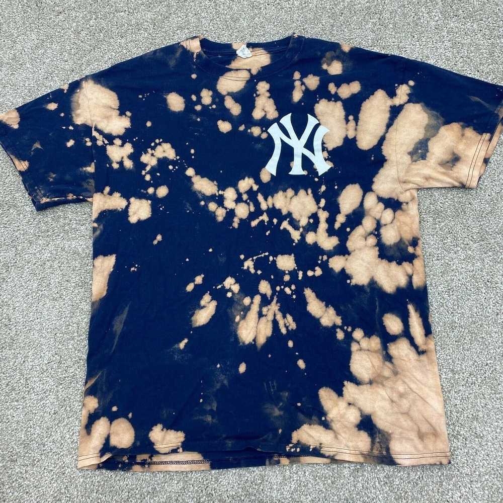 MLB New York Yankees Adult Shirt Large Blue Acid … - image 1