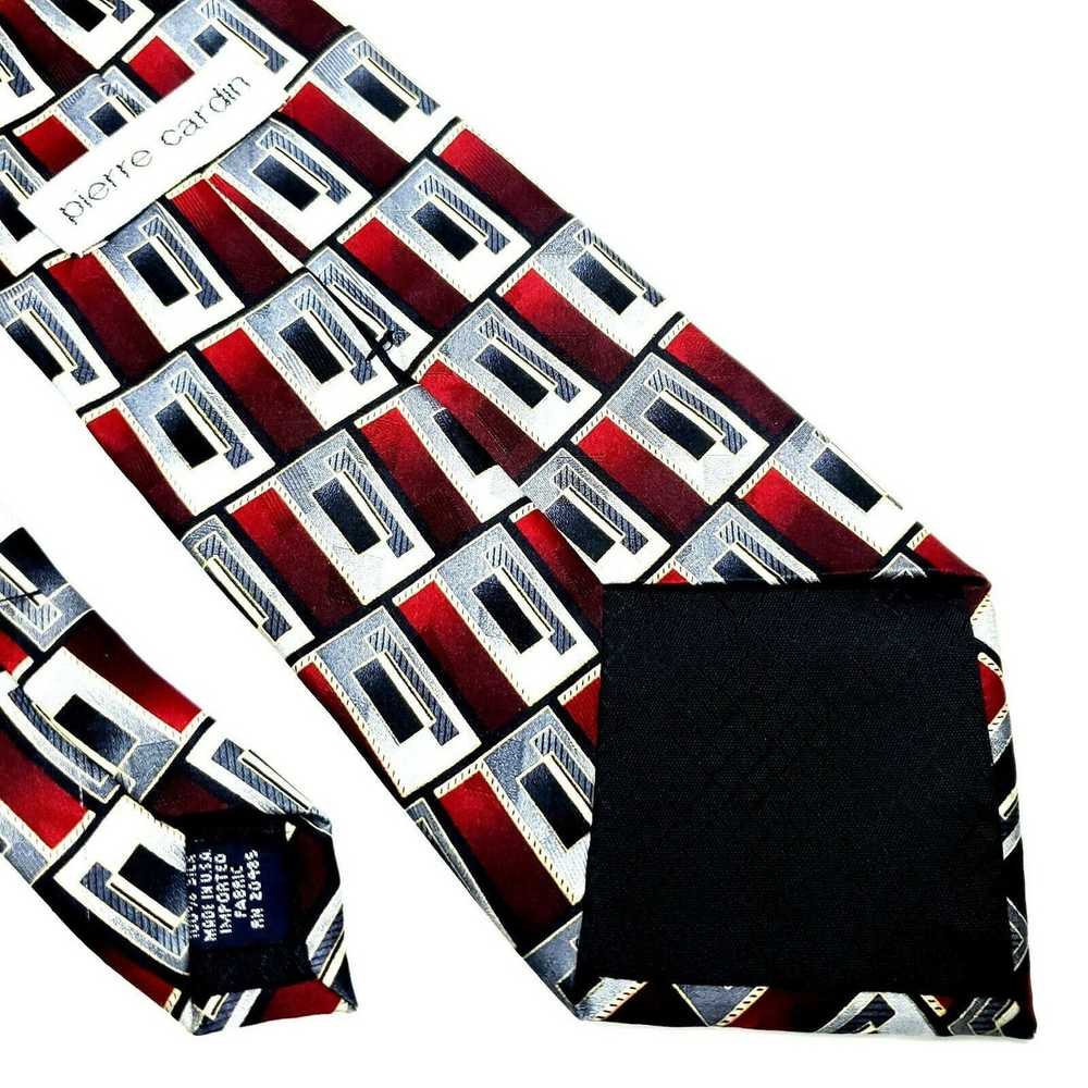 Pierre Cardin Pierre Cardin Silk Tie Red Geometri… - image 5