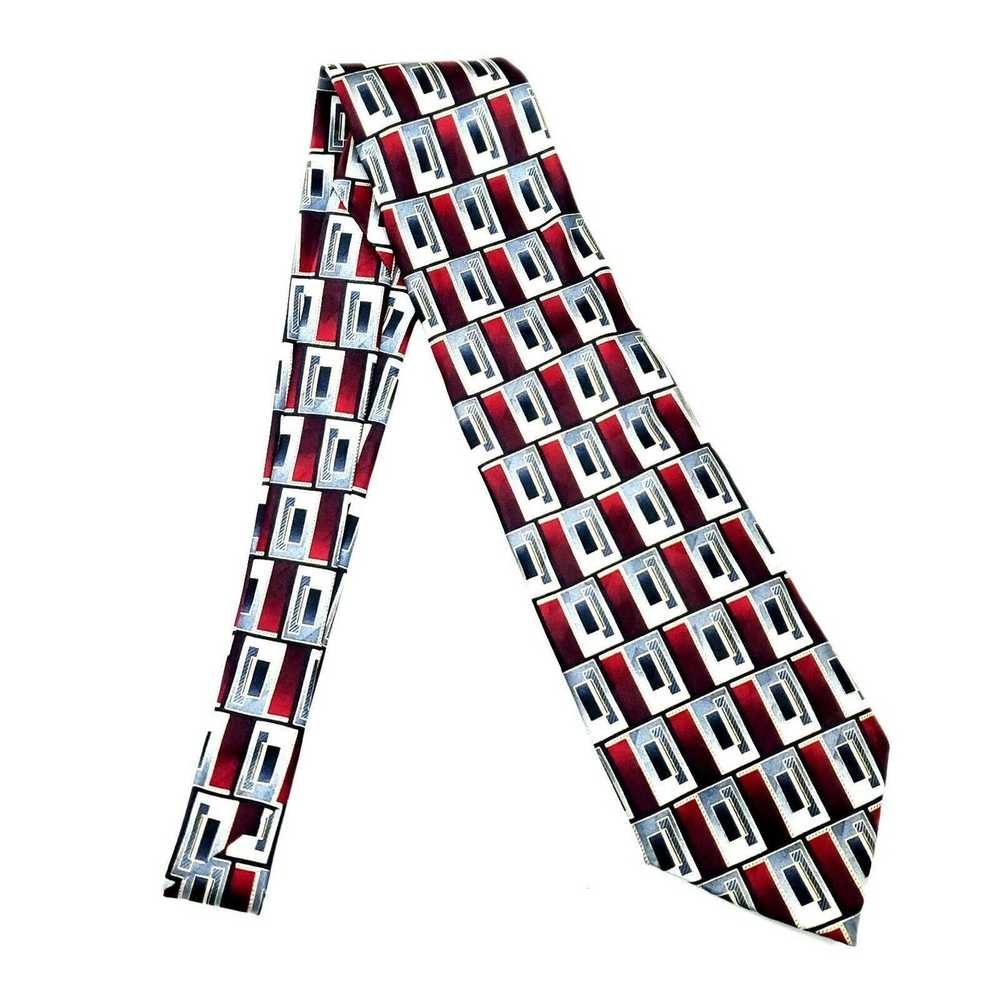 Pierre Cardin Pierre Cardin Silk Tie Red Geometri… - image 6