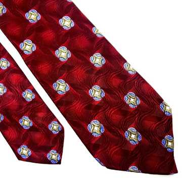 Vintage Jz Richards Von Maur Silk Tie Print Red Fl