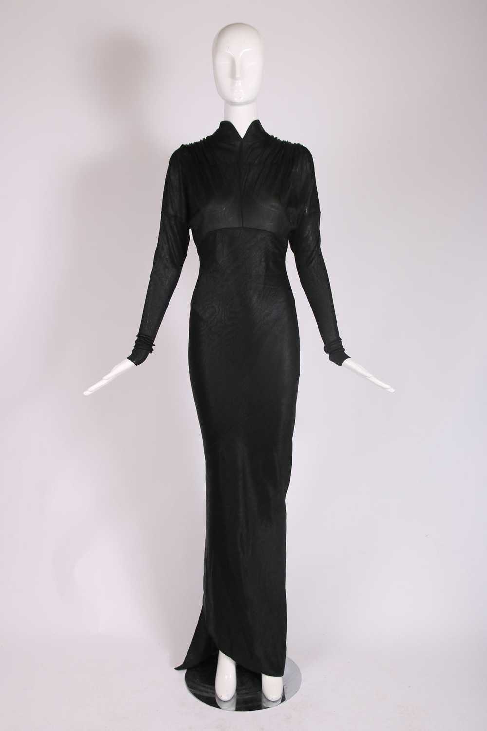 1986 Azzedine Alaia Black Trained Gown - image 2