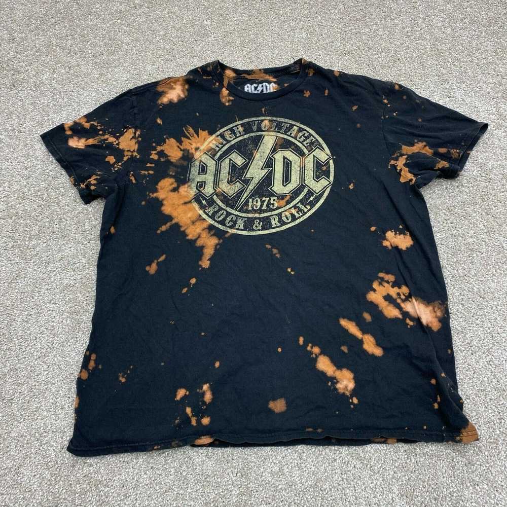 Ac/Dc AC/DC Adult Shirt Large Black Acid Wash - image 1