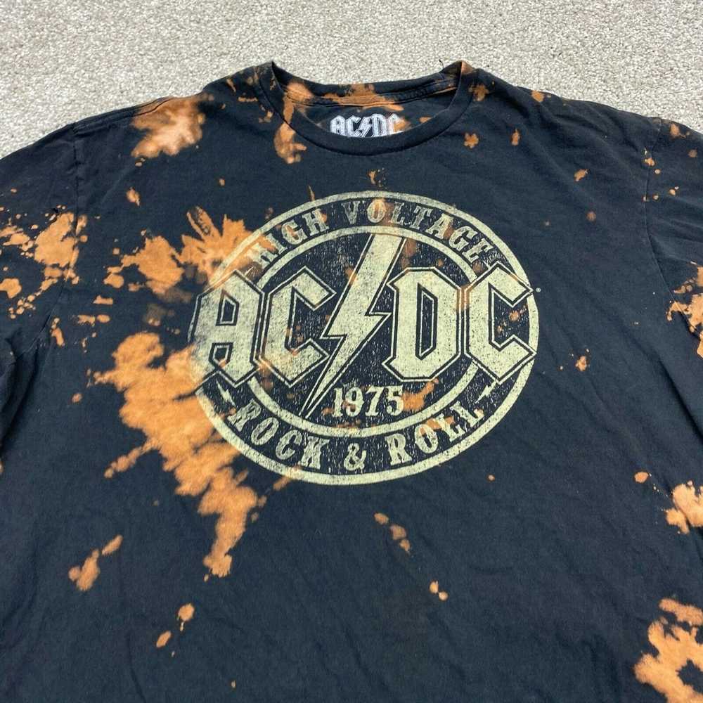 Ac/Dc AC/DC Adult Shirt Large Black Acid Wash - image 2