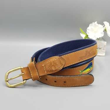 Zep Pro Sail boat sailing Belt 38 Navy Woven Canvas Leather Solid