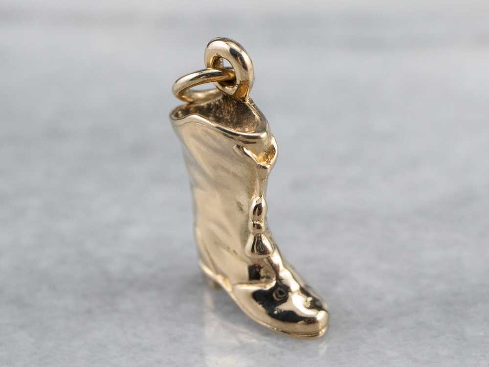 Gold Cowboy Boot Charm Pendant - image 1