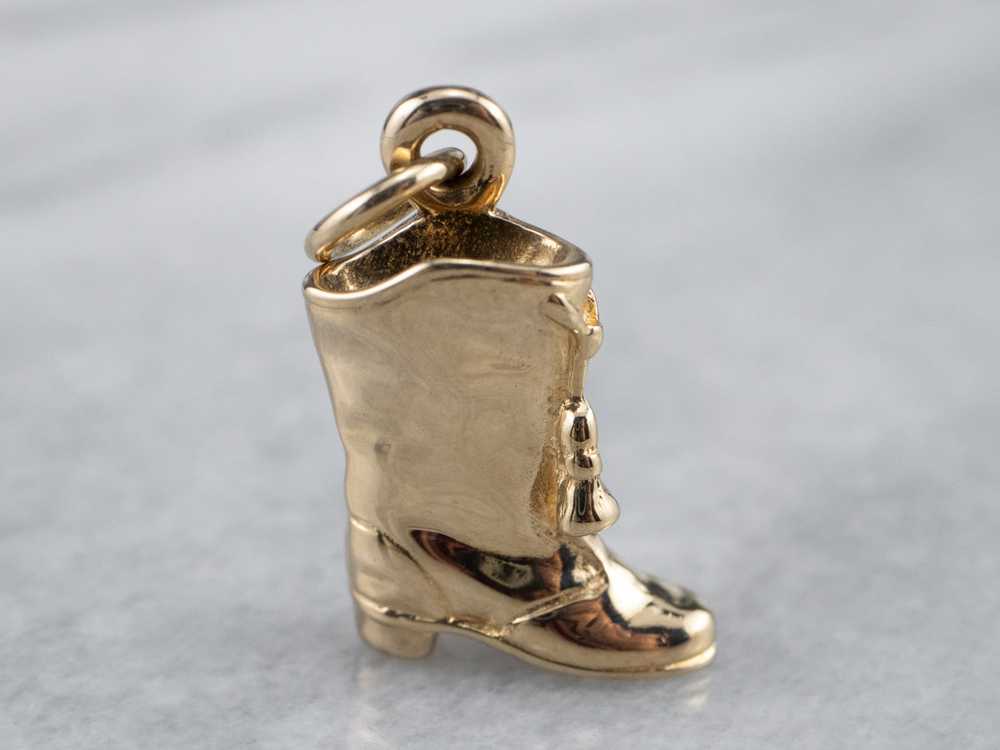 Gold Cowboy Boot Charm Pendant - image 2