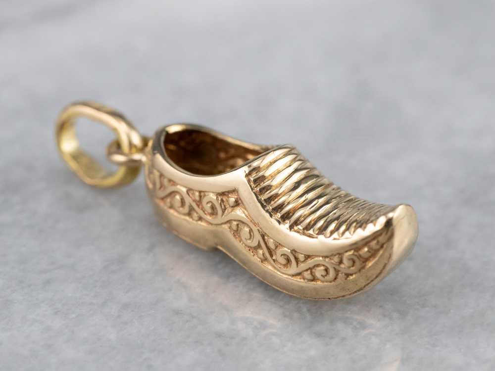 Engraved Golden Clog Charm Pendant - image 1