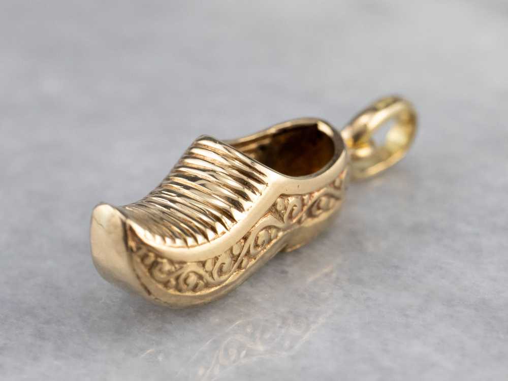 Engraved Golden Clog Charm Pendant - image 3
