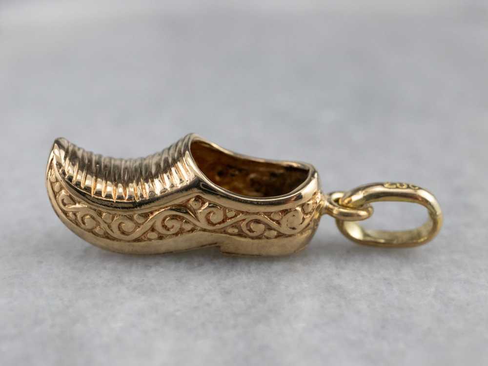 Engraved Golden Clog Charm Pendant - image 4