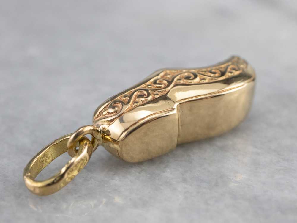Engraved Golden Clog Charm Pendant - image 6