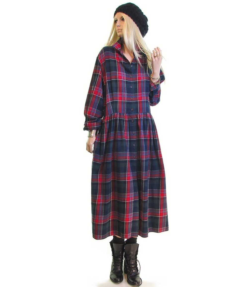 COTTON PLAID flannel dress scotch plaid maxi dres… - image 3