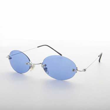 90s Vintage Rimless Oval Colored Lens Sunglass - P