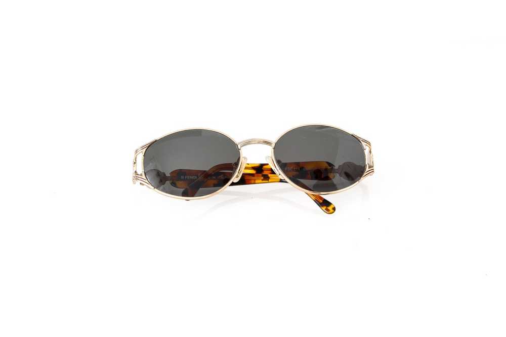 Fendi 90s Tortoise and Gold Frame Sunglasses - image 7