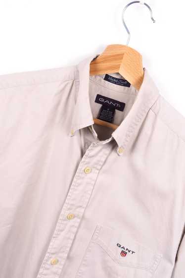 Gant GANT Mens Washer Twill Beige Gray Shirt S 38 