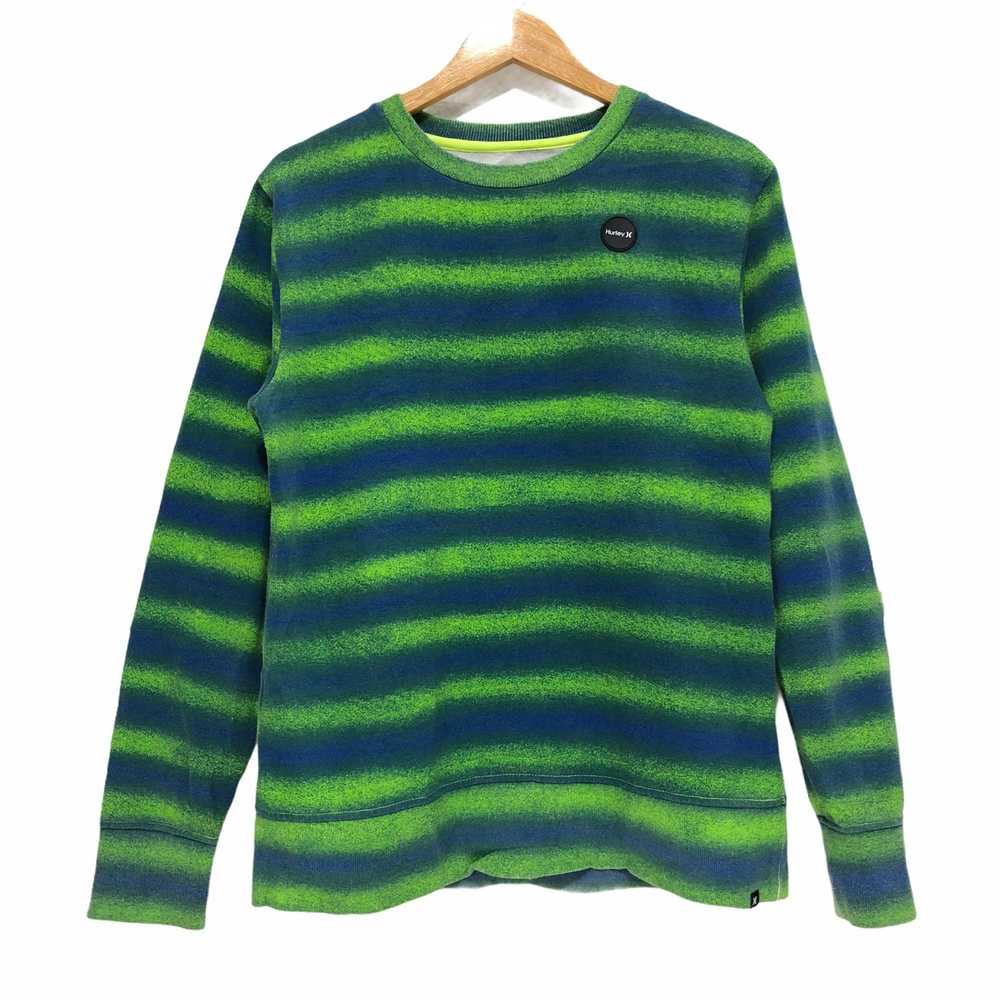 Hurley Vintage Hurley Striped Green Crewneck Swea… - image 1