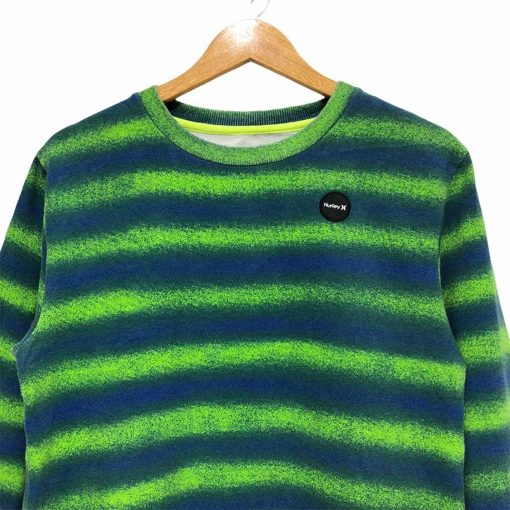 Hurley Vintage Hurley Striped Green Crewneck Swea… - image 2