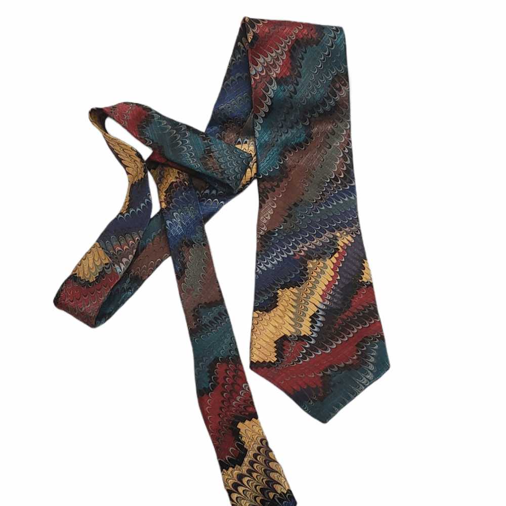 Other Gail Mackenzie Hand Marbled Silk Tie Abstra… - image 1