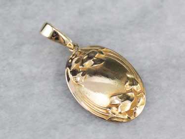 Upcycled Yellow Gold Floral Cufflink Pendant - image 1