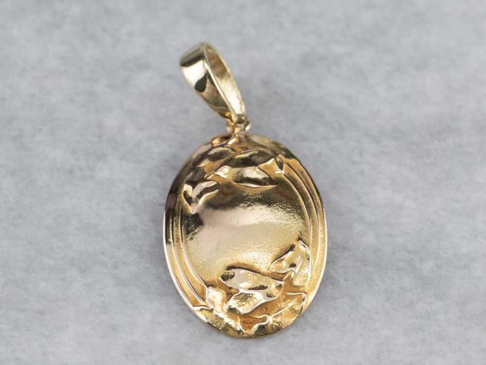 Upcycled Yellow Gold Floral Cufflink Pendant - image 2