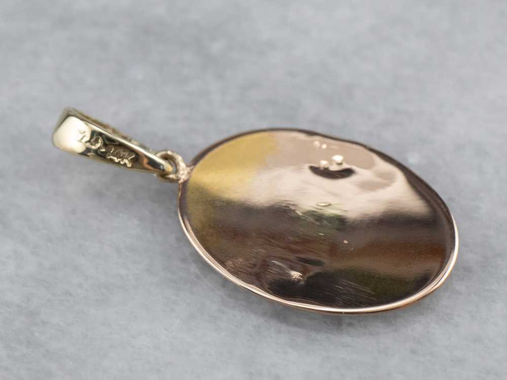 Upcycled Yellow Gold Floral Cufflink Pendant - image 5