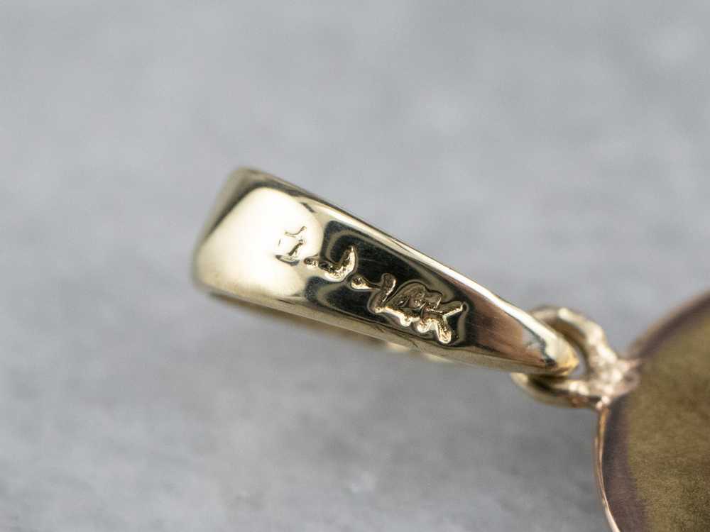 Upcycled Yellow Gold Floral Cufflink Pendant - image 6