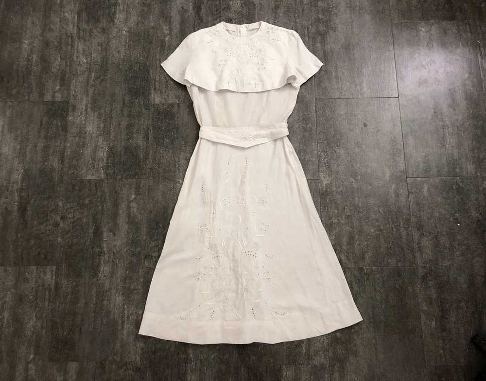 1940s linen dress set . vintage 40s dress - image 1