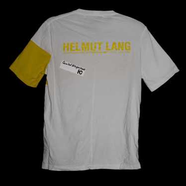 Helmut Lang White & Yellow Logo Band T-shirt - image 1