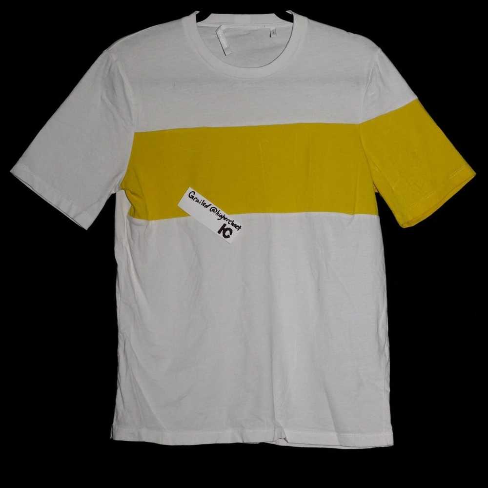 Helmut Lang White & Yellow Logo Band T-shirt - image 2