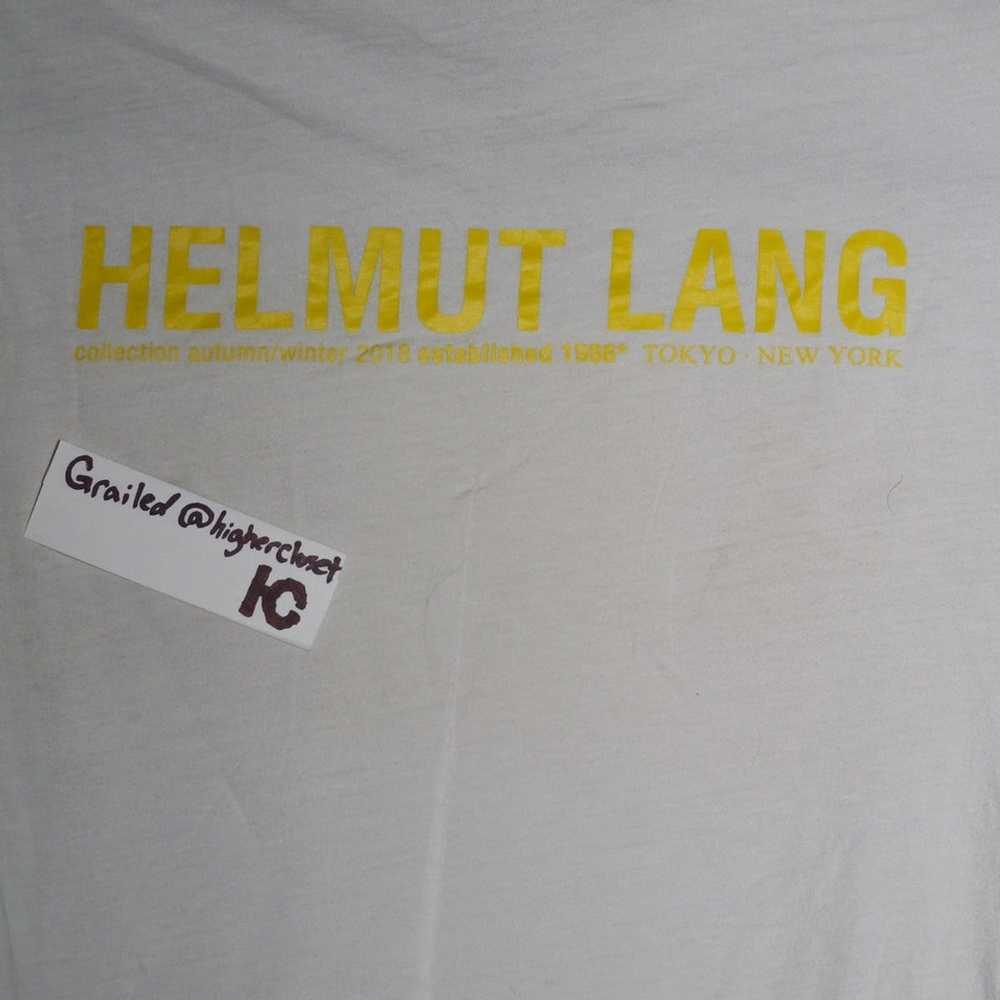 Helmut Lang White & Yellow Logo Band T-shirt - image 3