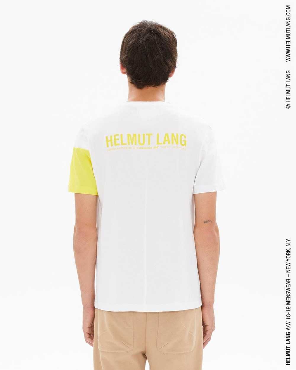 Helmut Lang White & Yellow Logo Band T-shirt - image 6