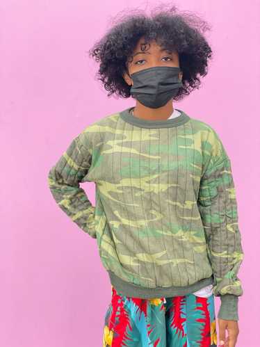 AS-IS COOL QUILTED CAMOUFLAGE CREWNECK SWEATSHIRT… - image 1